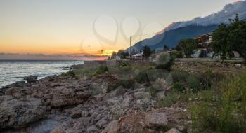 Warm summer evening at the resort of Dhermi in Albania