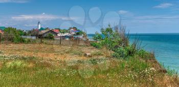 Sanzheyka, Ukraine - 06.09. 2019. The Black Sea coast near the village of Sanzheyka in Odessa region, Ukraine, on a sunny summer day