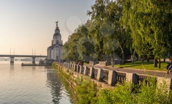 Dnipro, Ukraine 07.18.2020. Embankment in Dnipro city, Ukraine, on a sunny summer morning