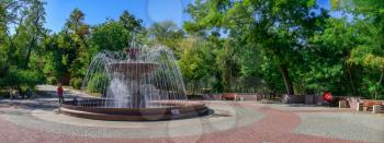 Odessa, Ukraine 16.09.2019. Fountain in Shevchenko Park in Odessa, Ukraine, on a sunny autumn day