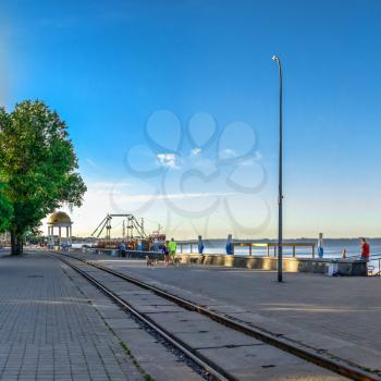 Berdyansk, Ukraine 07.23.2020. Embankment of the Azov Sea in Berdyansk, Ukraine, on an early summer morning