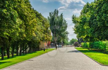 Vesele, Ukraine 07.24.2020. Park in Prince Trubetskoy winery castle  on a sunny summer day
