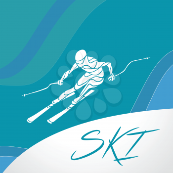 Ski downhill. Creative silhouette of the skier. Vector illustration