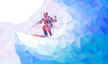 Ski downhill. Creative silhouette of the skier. Mogul Ski Racer. Vector illustration