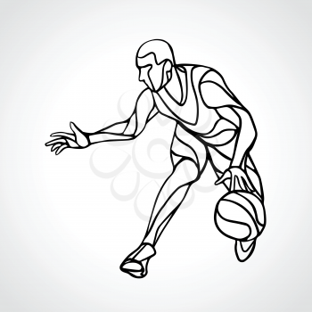 Basketball player line stroke abstract silhouette. Eps 8 