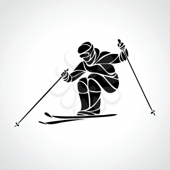 Ski downhill. Creative silhouette of the skier. Giant Slalom Ski Racer. Vector illustration