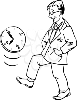 vector linear illustration procrastination businessman which delay his work for later 