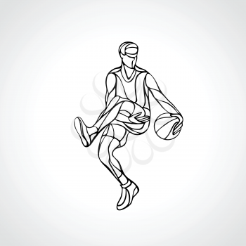 Basketball player abstract silhouette. Crossover dribble. Eps 8