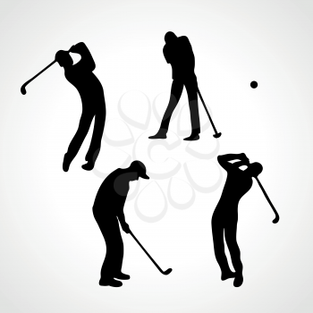 Golfers silhouettes collection. Set of golf players vector eps8