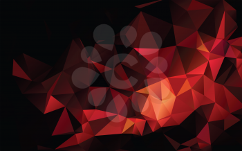 Black and red dark abstract polygonal geometric horisontal background -- low poly. Vector illustration