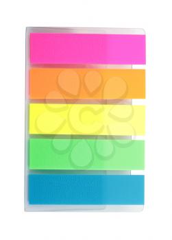Colorful bookmarks isolated on white background