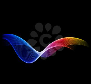 Shiny color waves over dark vector backgrounds