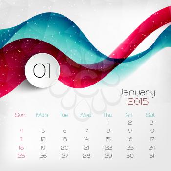 2015 color  Calendar. January. Vector illustration.  EPS 10