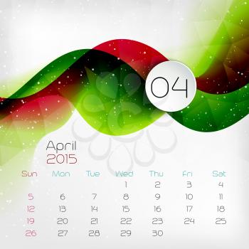 2015 color Calendar. April. Vector illustration.  EPS 10