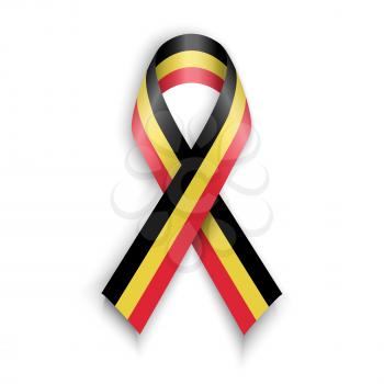 Flag of Belgium. Abstract Belgian  ribbons isolated on white, vector illustration
