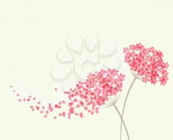 Vector Romantic background with flowers hydrangea