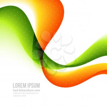 Vector Abstract orange and green curved lines background. Template brochure design