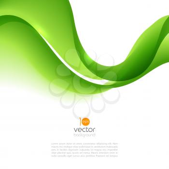 Abstract motion smooth color wave vector. Curve green lines 