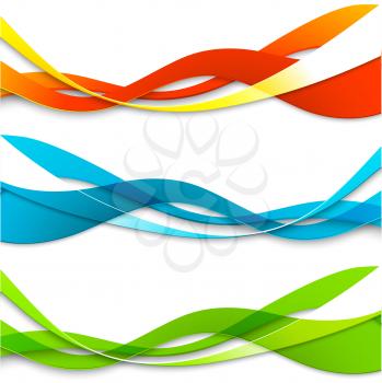 Vector Set of abstract color  wavy lines for design brochure