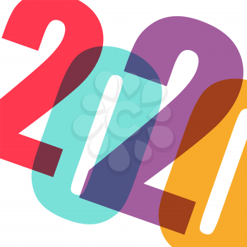 Happy new year greeting with number 2020. Vector illustration