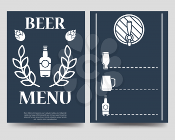 Beer brochure flyer template. Beer menu vector design A5
