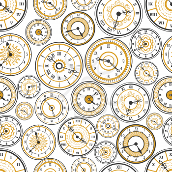 Black and gold watches seamless pattern vector
