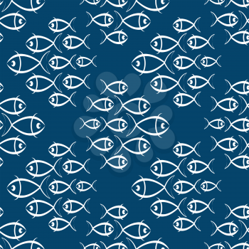 Sea seamless patterns with white fishes vector