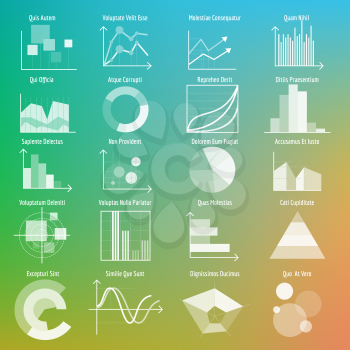 Transparent business graphs and charts. Vector illustration