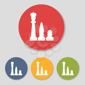 Flat chess figures icons set vector illustration