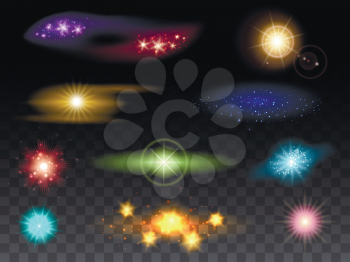 Lens flare and glowing light effects vector illustration