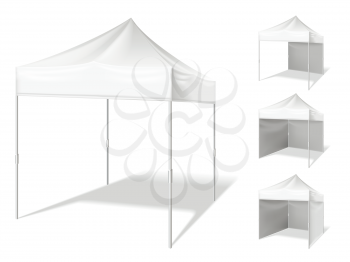 Vector pop up white realistic tent for outdoor event