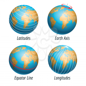 Latitude and longitude of the earth globe vector illustration