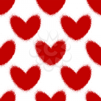 Blood splatters and hearts seamless pattern. Vector illustration