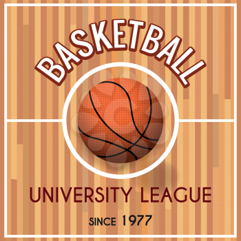 Basketball college or university league vector poster. Basket sport teams tournament