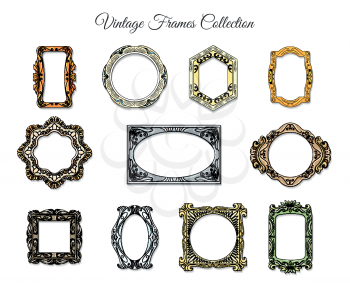 Vector vintage classic frames. Retro frame shape labels isolated on white background