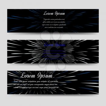Abstract horizontal black background banners set. Vector illustration