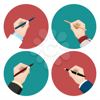Flat icons with writting left-hander and right-hander vector set