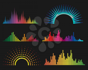 Music digital waveforms. Equalizer sound waves vector illustration