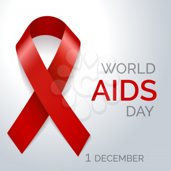 World AIDS day red ribbon poster. Vector illustration