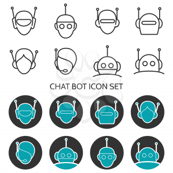 Chat bot icons set vector - robots head icons vector