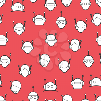 Chat bot seamless pattern - robots heads background vector