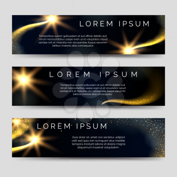 Horizontal banners template with stars and comets - abstract banners set vector