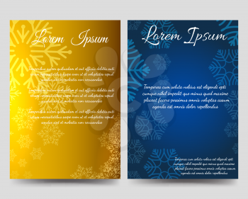 Winter brochure flyers template design with snowflakes. Vector illustration