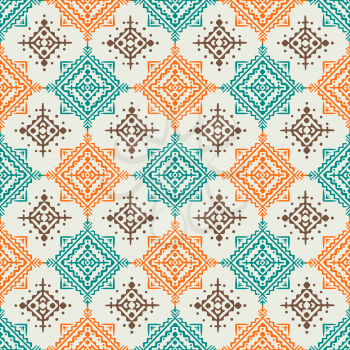 Boho style seamless pattern design. Colorful ornamental background vector illustration