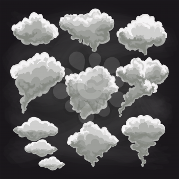 Rain clouds icons collection on chalkboard vector illustration