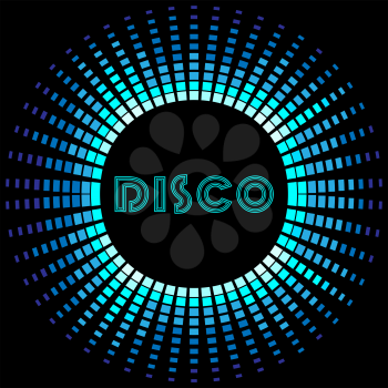 Retro disco background with blue soundwave frame vector illustration