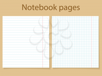 Notebook pages template. Two linen pages design vector