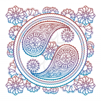 Colorful stylish yin-yang sign isolated on white. Vector illustration
