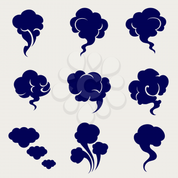 Smoking and steaming silhouettes icons. Vector illustration in ball pen colors