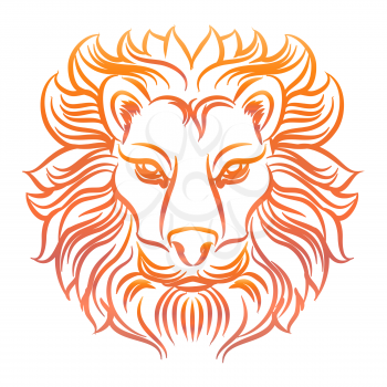 Colorful sketch of lion head isolated on white background. Vector illustration